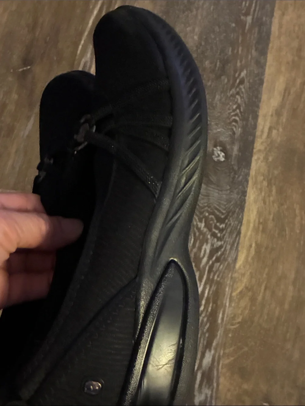 Black SKECHERS Slip-On Comfort Flats with Decorative Emblem - Women